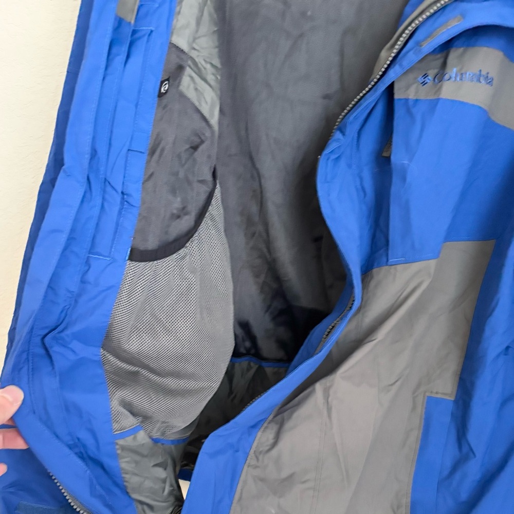 Columbia Men’s XL Waterproof Rain Jacket Blue Gray Outdoor Shell - Picture 13 of 16